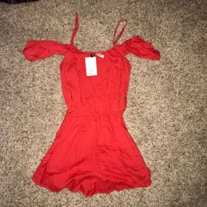 Red Flounce Romper by H&M